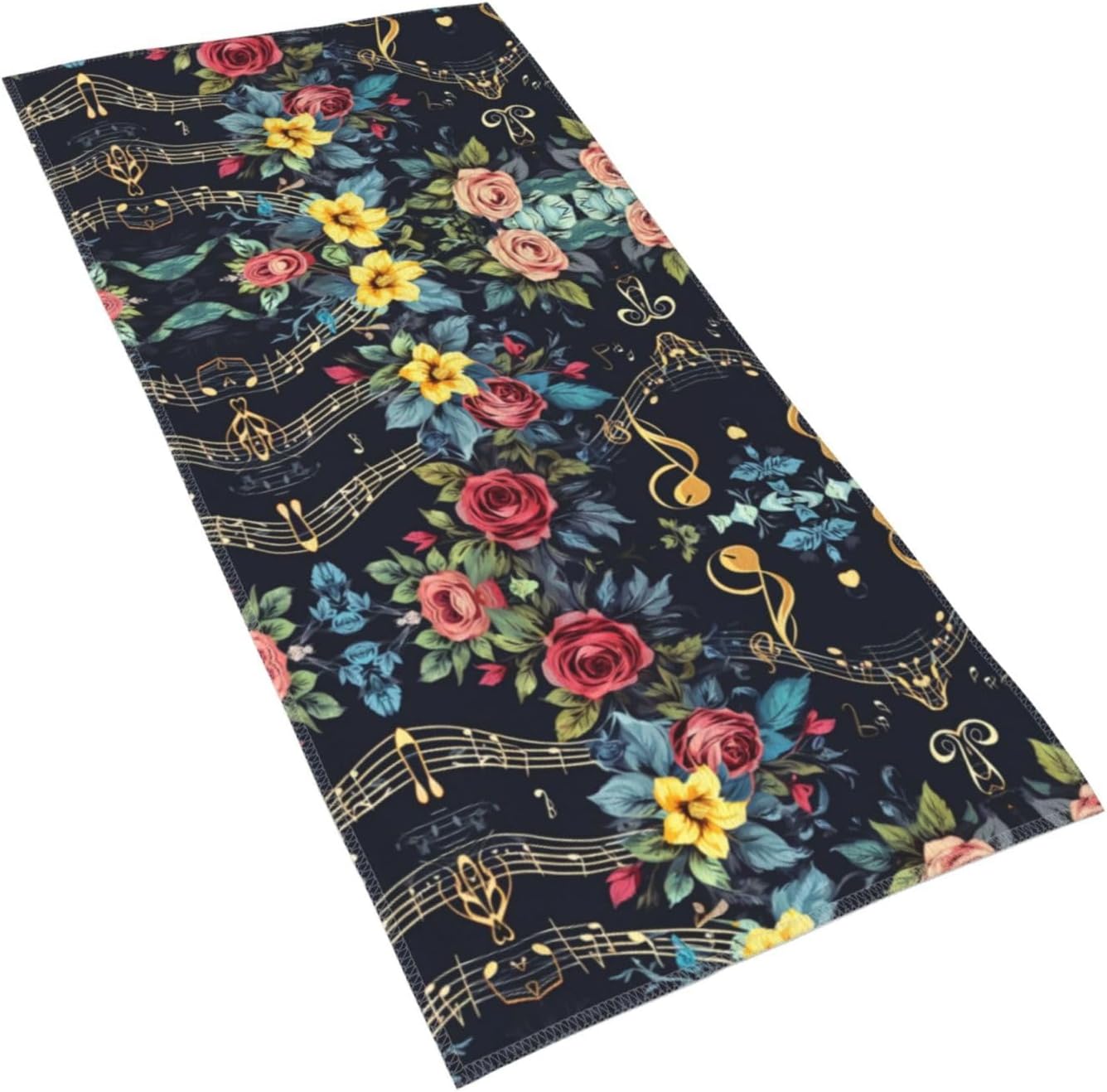 Musical Note Floral Print Hand Towels for Kitchen, Decorative Bathroom Towels Decor Farmhouse Cute for Men Women Gifts