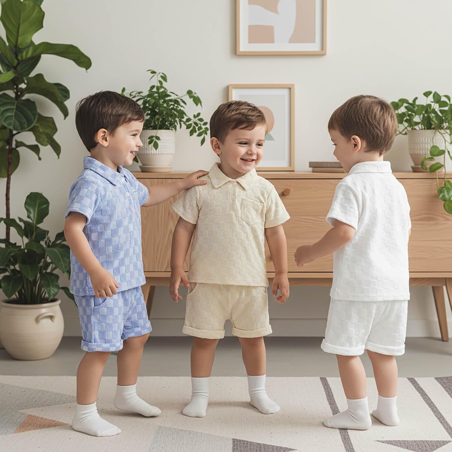 Toddler Baby Boys Summer Clothes Plaid Short Sleeve Lapel Tops Shorts 2Pcs Clothing Set Outfits 6 12 18 24 Months