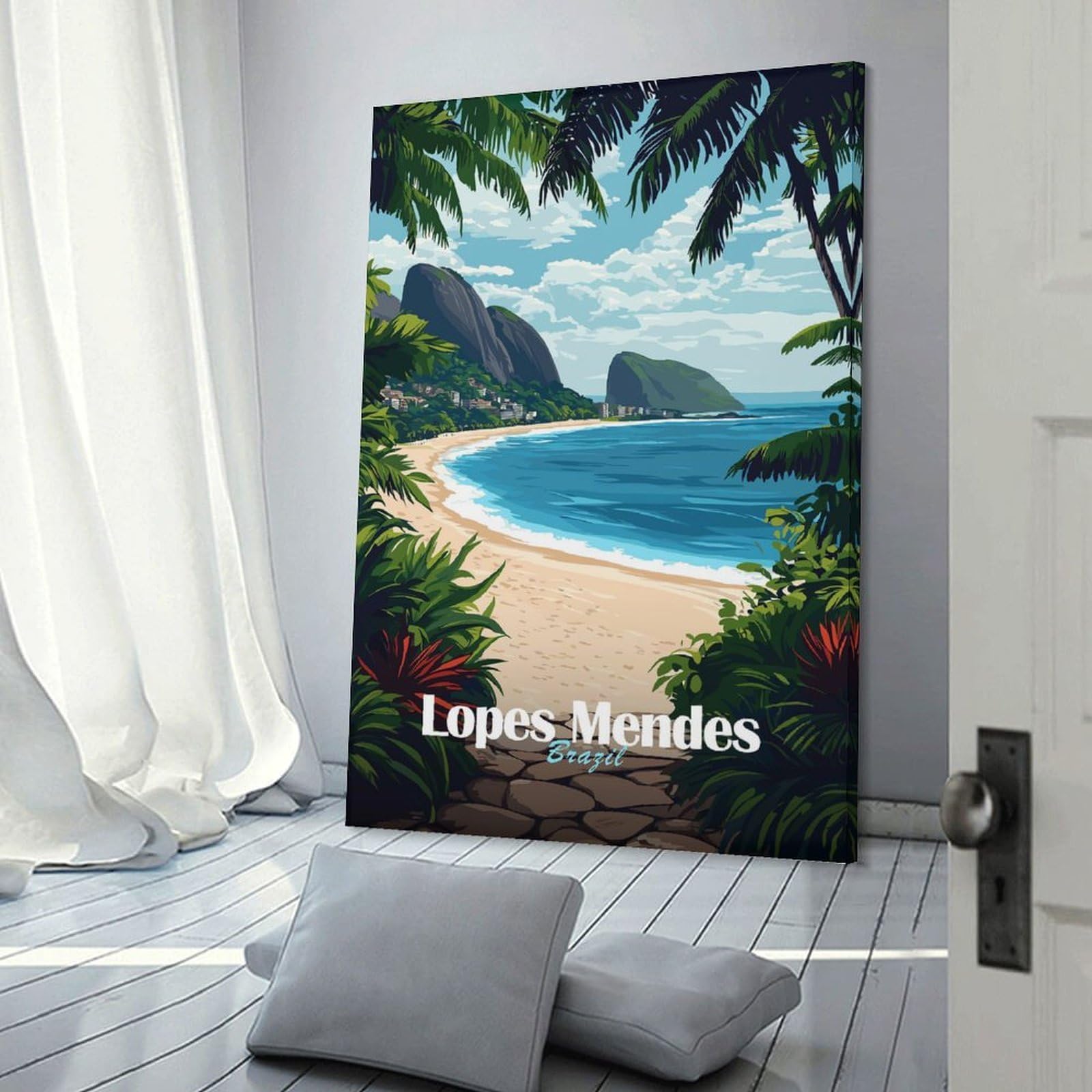 Junmoney Lopes Mendes Beach, Brazil Wall Decor Canvas Print, 08x12inch(20x30cm), for Home Lounge, Bedroom Or Reading Nook, Decorative Artwork for Empty Walls