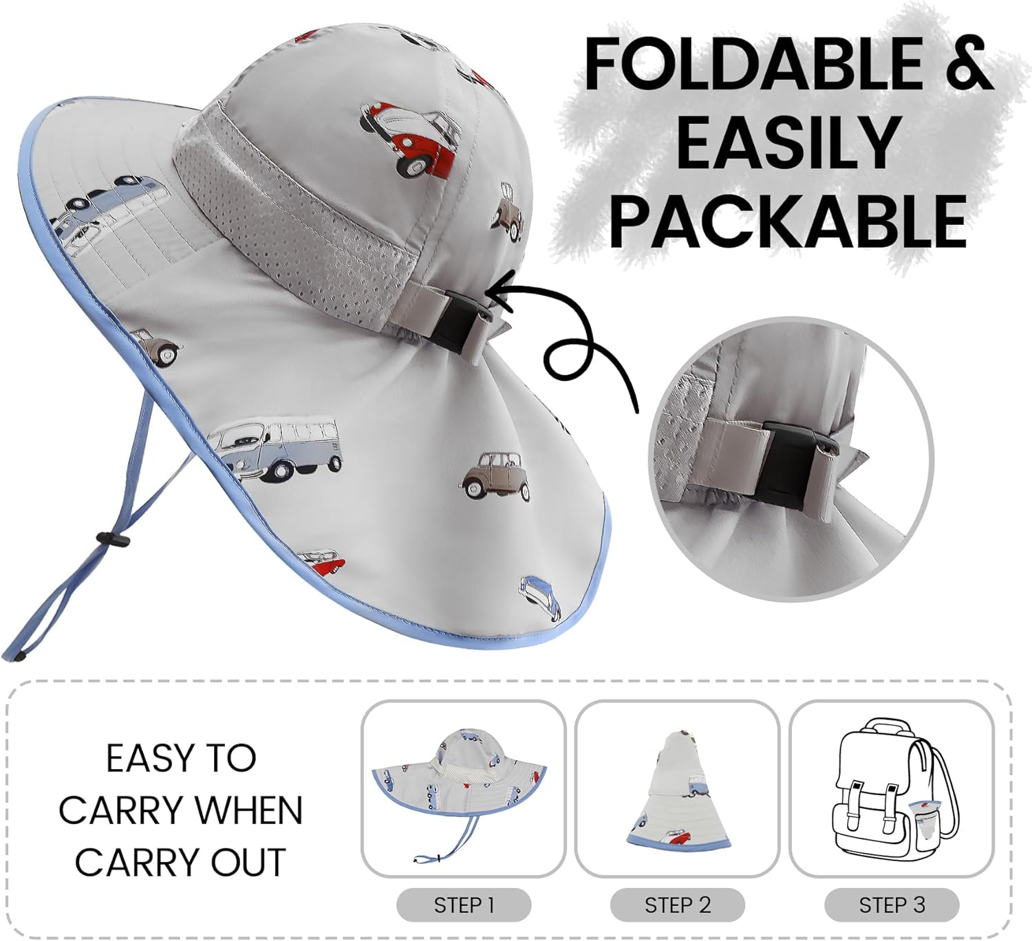 Baby Sun Hat with Neck Flap for Sun Protection Toddler Beach Hat UPF 50+ Outdoors 0-6 Years Boys Girls - Image 2