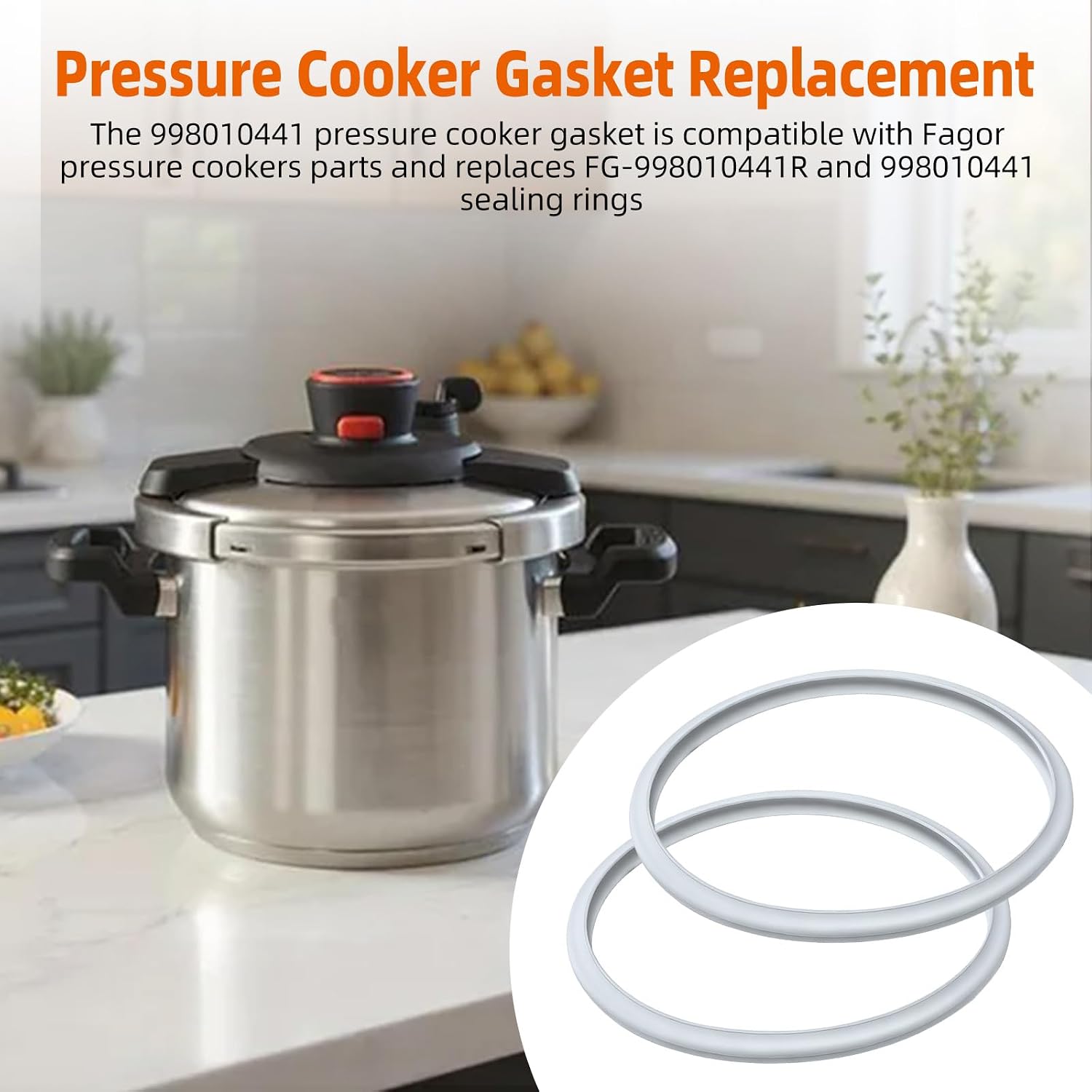 998010441 Pressure Cooker Gasket 10" Compatible with Fagor 8QT 10QT Cooker