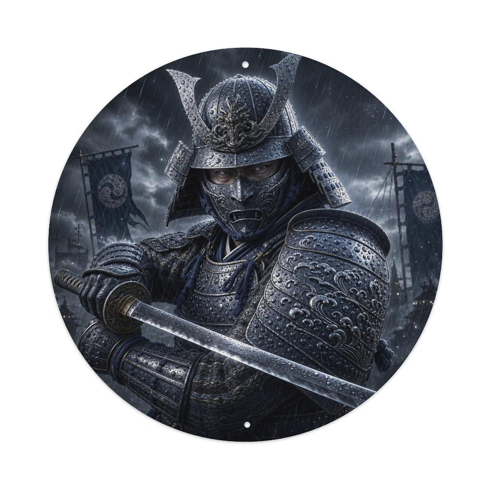 Okngb Style Steel Storm Diagonal Defensive Angle Shadow Guard Crest Metal Tin Sign Plaque Wall Decor For Cafe, Man Cave, Club Bar, Office, Home Garden Round Metal Poster 8X8inch