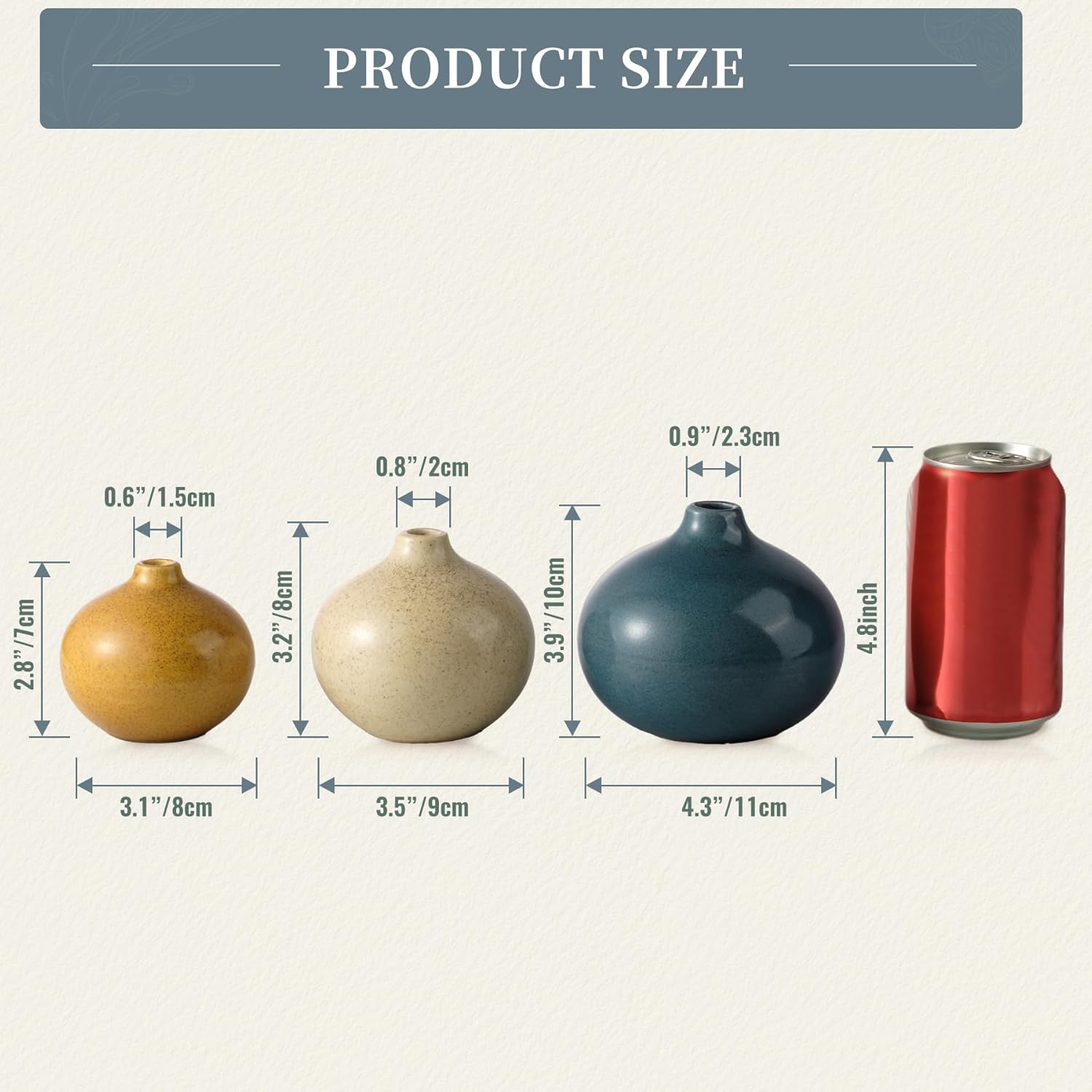 Ceramic Vase Set of 3,Small Vase for Home Decor,Mini Flower Vase, Decorative Vase for Table Living Room,Bedroom, Kitchen, Bathroom, Bookshelf - Image 2