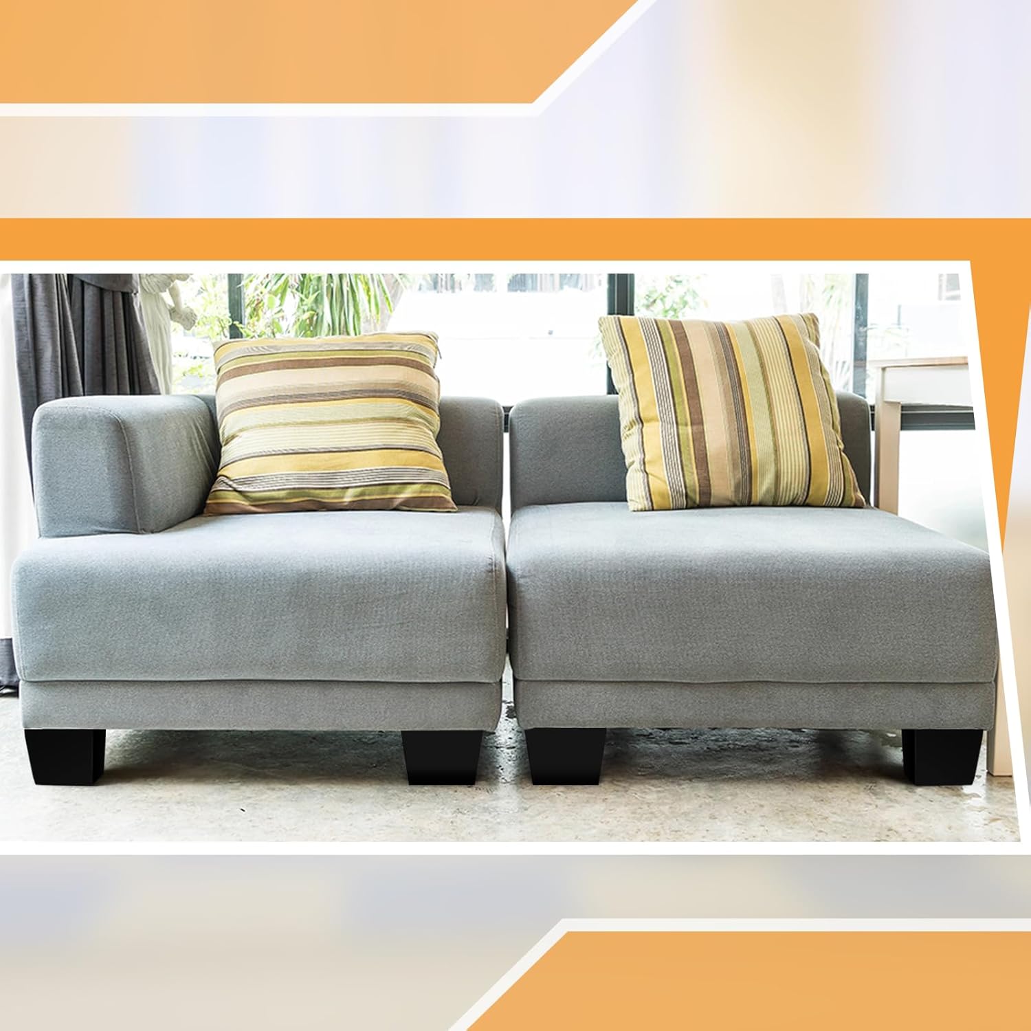 4 Pack Wooden Furniture Legs Chair Couch Feet Replacement 2.5 x 5 Inches Triangle Corner Sofa Legs Replacement with Screws for Couch Chair Ottoman