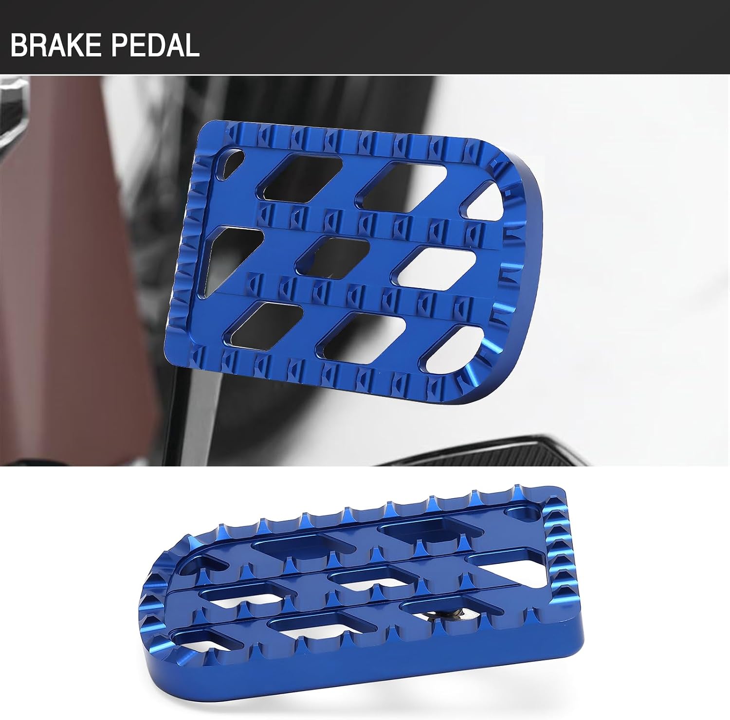 Motorcycle Brake Pedal Cover MX Style for Harley 1980-2024 Touring Road King Electra Glide 1986-2017 FL Softail Fat Boy Heritage 2012-2016 Dyna FLD (Blue)