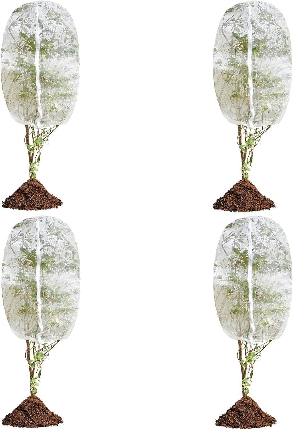4 Pack Fruit Tree Netting Covers with Zipper & Drawstring – 5.9x5.9FT Ultra-Fine Mesh Garden Netting – Insect & Bird Barrier for Tree, Plant & Crop Protection