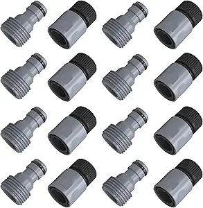 8 Sets Garden Hose Quick Connector, 3/4 Inch Plastic Water Hose Fittings Male and Female Connectors Hose Adapters