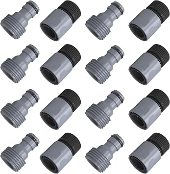 LIULO TOOL 8 Sets Garden Hose Quick Connector, 3/4 Inch Plastic Water Hose Fittings Male and Female Connectors Hose Adapters