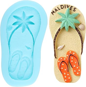 3D Beach Slipper Fondant Silicone Molds for Cake Decorating Cupcake Topper Chocolate Candy Gum Paste Polymer Clay