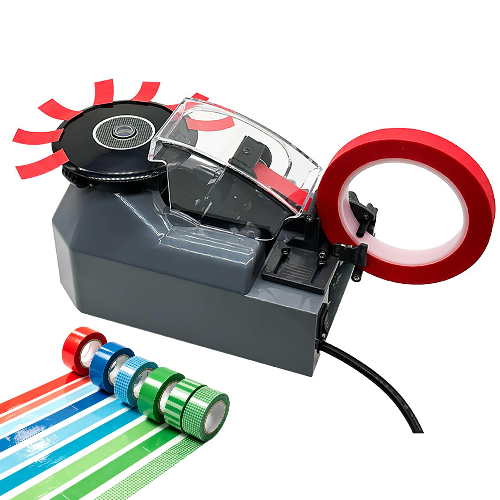 WLSYX Automatic Rotary Tape Dispenser, Electric Rotary Disc Cutter Machine, 8 To 70mm Cutting Length and 3-25mm Tape Width, Sensor or Manual Cutting, for Scotch/Double-Sided/High Temp Tape