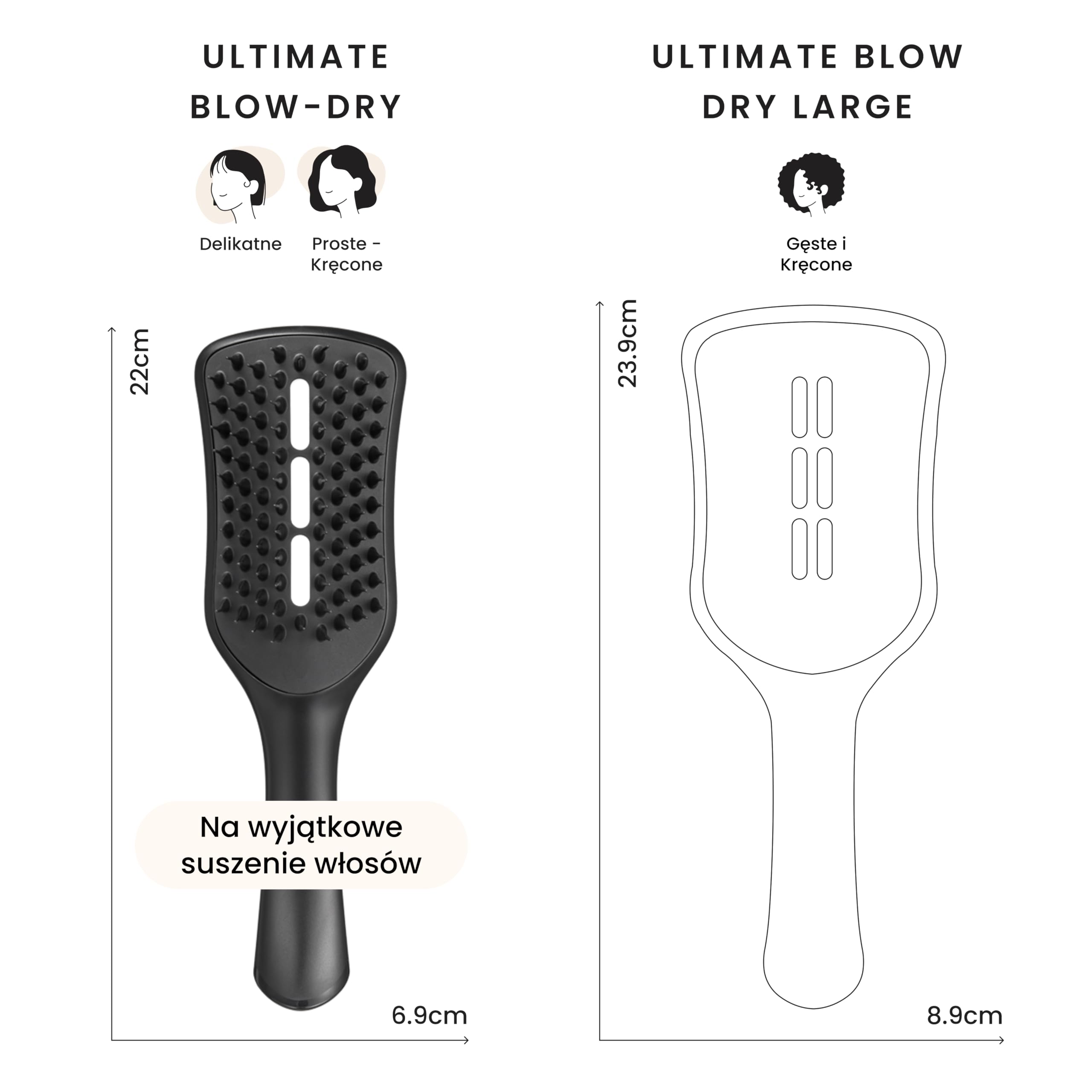 Tangle Teezer Easy Dry & Go do mokrych włosów delikatnych i średnich - dodaje objętości, gładkości i połysku - szczotka do suszenia włosów skraca czas i zmniejsza zniszczenie włosów - Kruczoczarna