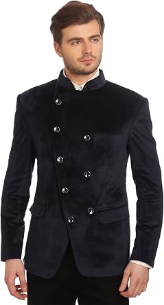 WINTAGE Mens Velvet Grandad Collar Ceremony Blazer - Seven Colors
