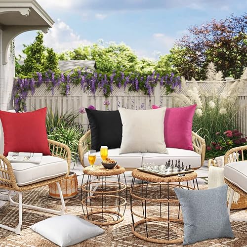 Miniatura 7 de OTOSTAR Juego de 4 fundas de almohada impermeables para exteriores, fundas de almohada decorativas para jardín, fundas de almohada para patio,