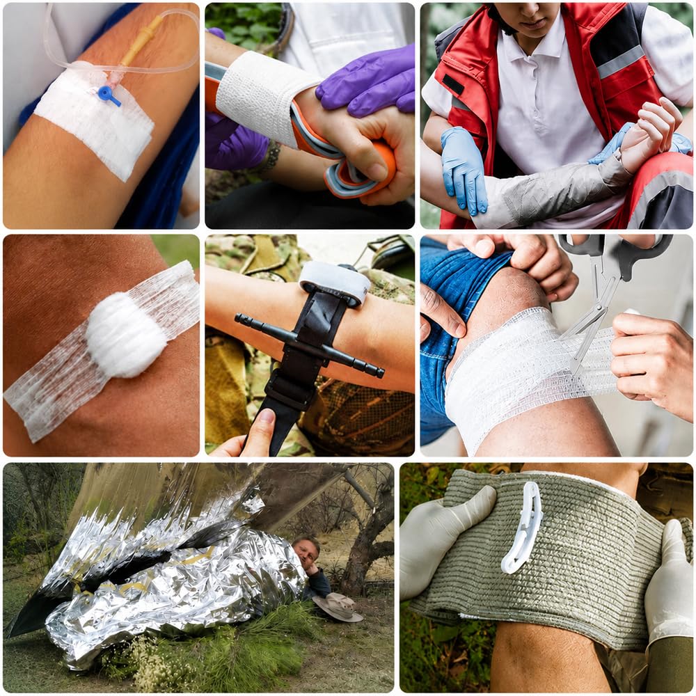Juego de primeros auxilios militares para exteriores, 61 unidades, kit de primeros auxilios militares, relleno de Ifak, kit de emergencia, kit de supervivencia para acampar al aire libre, caza