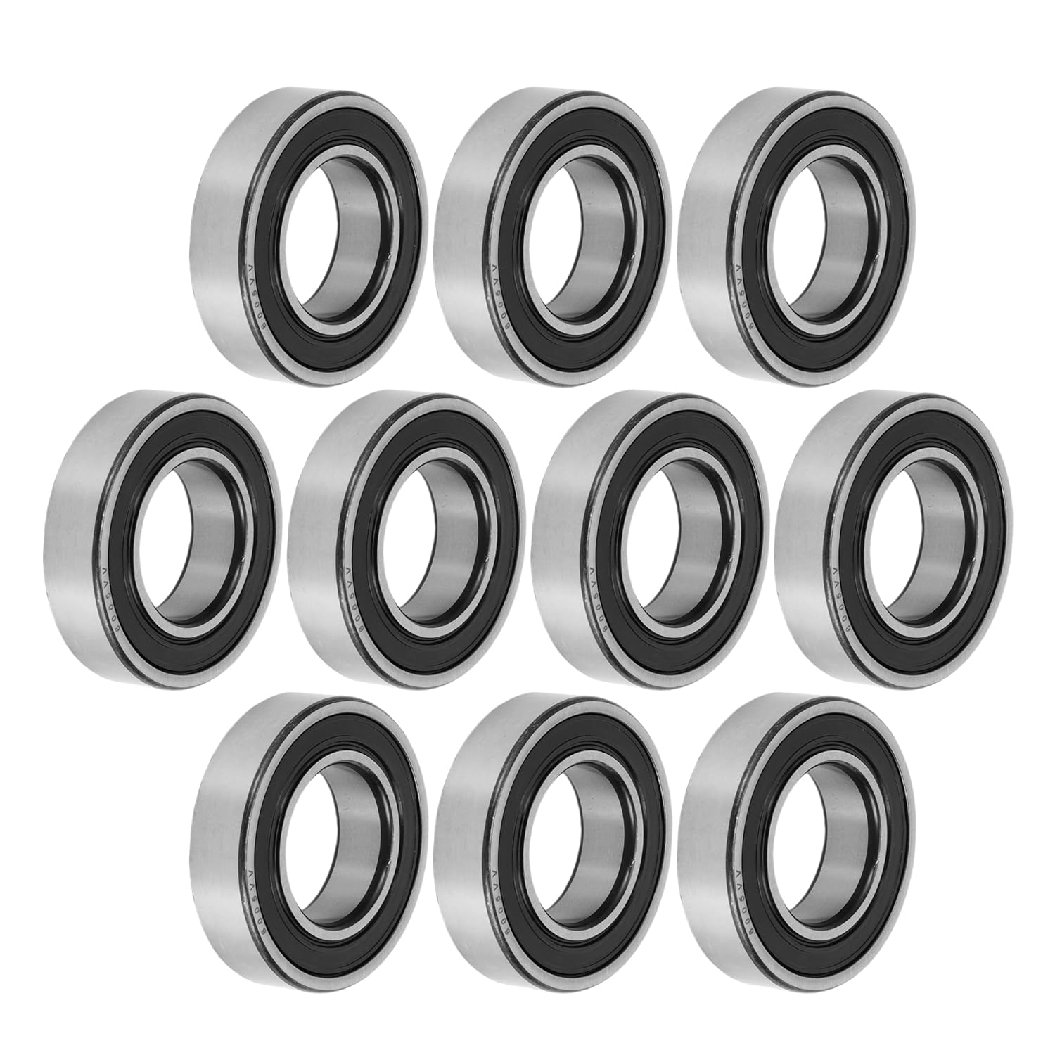 ACROPIX 6005VV Deep Groove Ball Bearings P6 25x47x12mm Lubricated Bearings Double Rubber Seal Black Silver Tone Scooter Skateboard Wheel - Pack of 10
