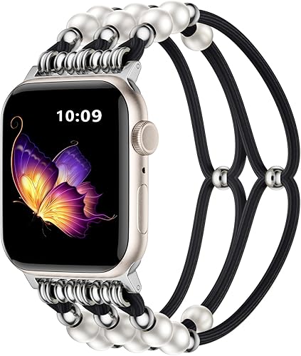 Correas de cuentas compatibles con Apple Watch Band de 1.61, 1.57, 1.49, 1.77, 1.73, 1.65 y 1.73 pulgadas para mujer, pulseras bohemias trenzadas