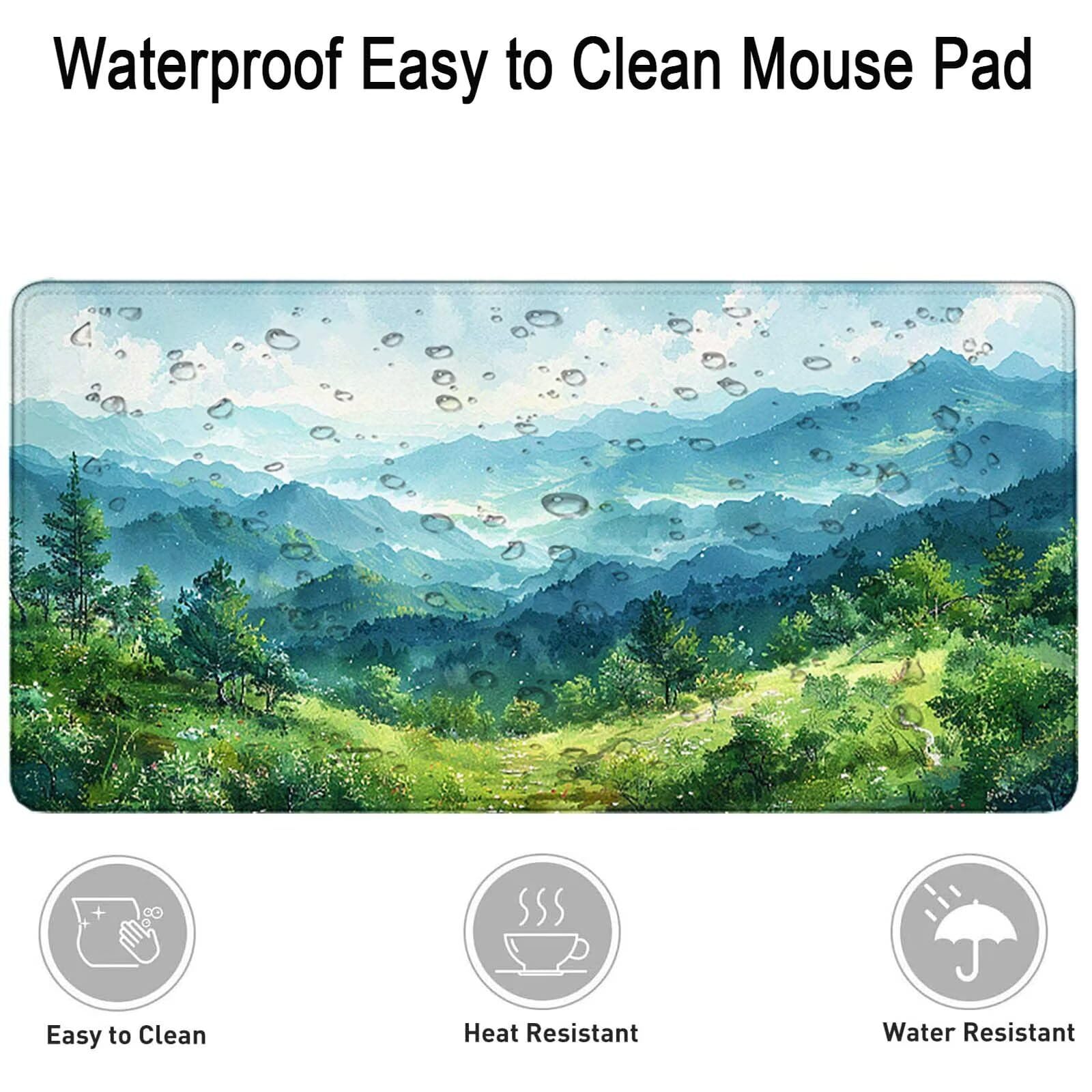 Verde Alfombrilla Ratón Paisaje Alfombrilla Gaming XXL 1500 x 800mm, Impermeable Mouse Pad con Bordes Cosidos Tapete Escritorio con Base de Goma Antideslizante para Gaming, Oficina -zzg25052LE93