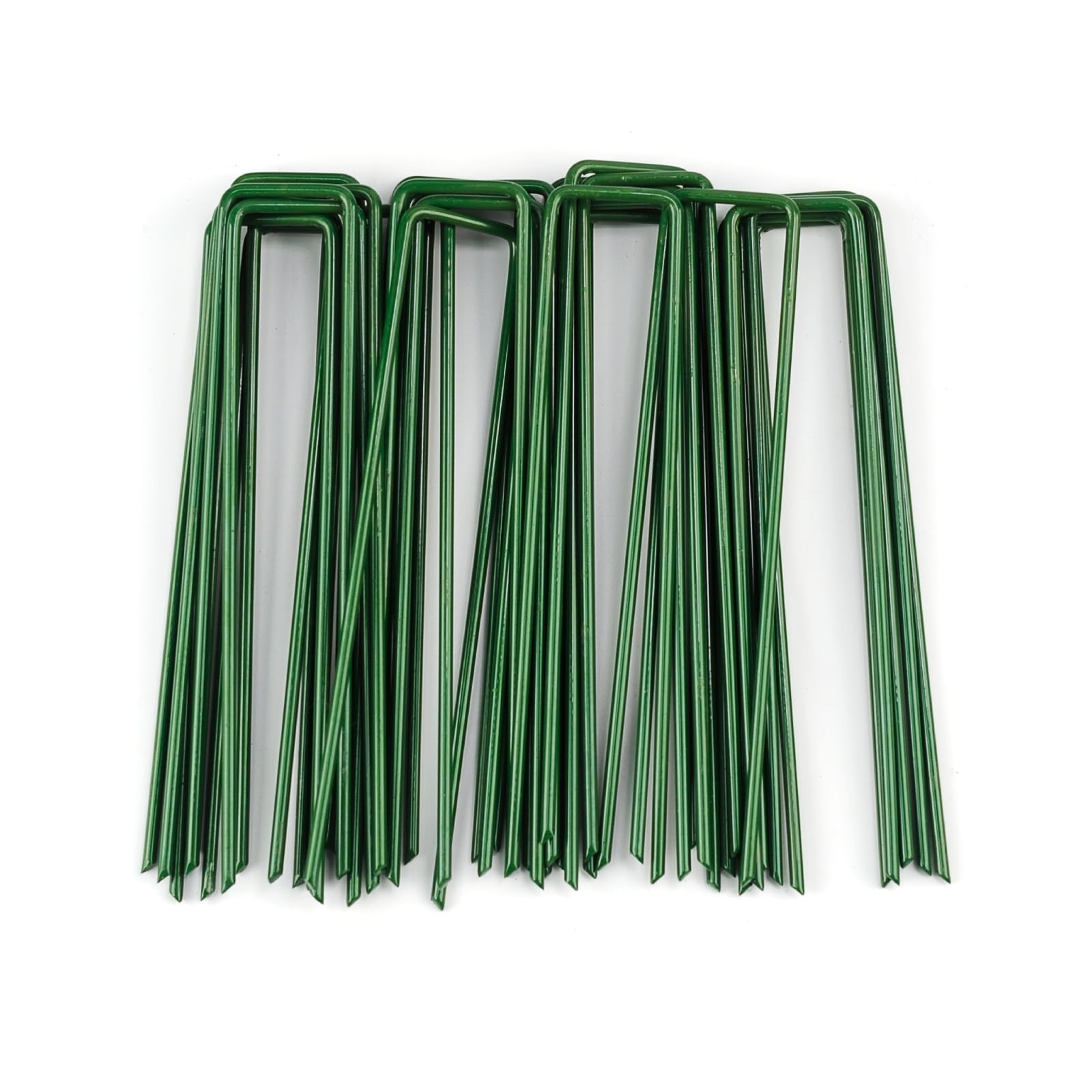 30 Pcs Tent Pegs Metal Heavy Duty Garden Pegs, 5.9 Inch Weed Membrane Pegsset, Ground Pegsset, Galvanized U-Shaped Ground Stakes Pins for Fixing Landscape Weed Membrane Fabric(Green)