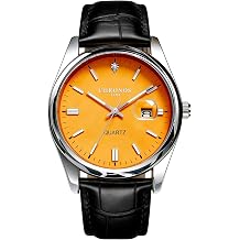 CHRONOS Mens Quartz Watch, Blue Dial with Date Display, Stainless Steel Band, Luminous Hands, 41mm Round Case, Water Resistant 3ATM
