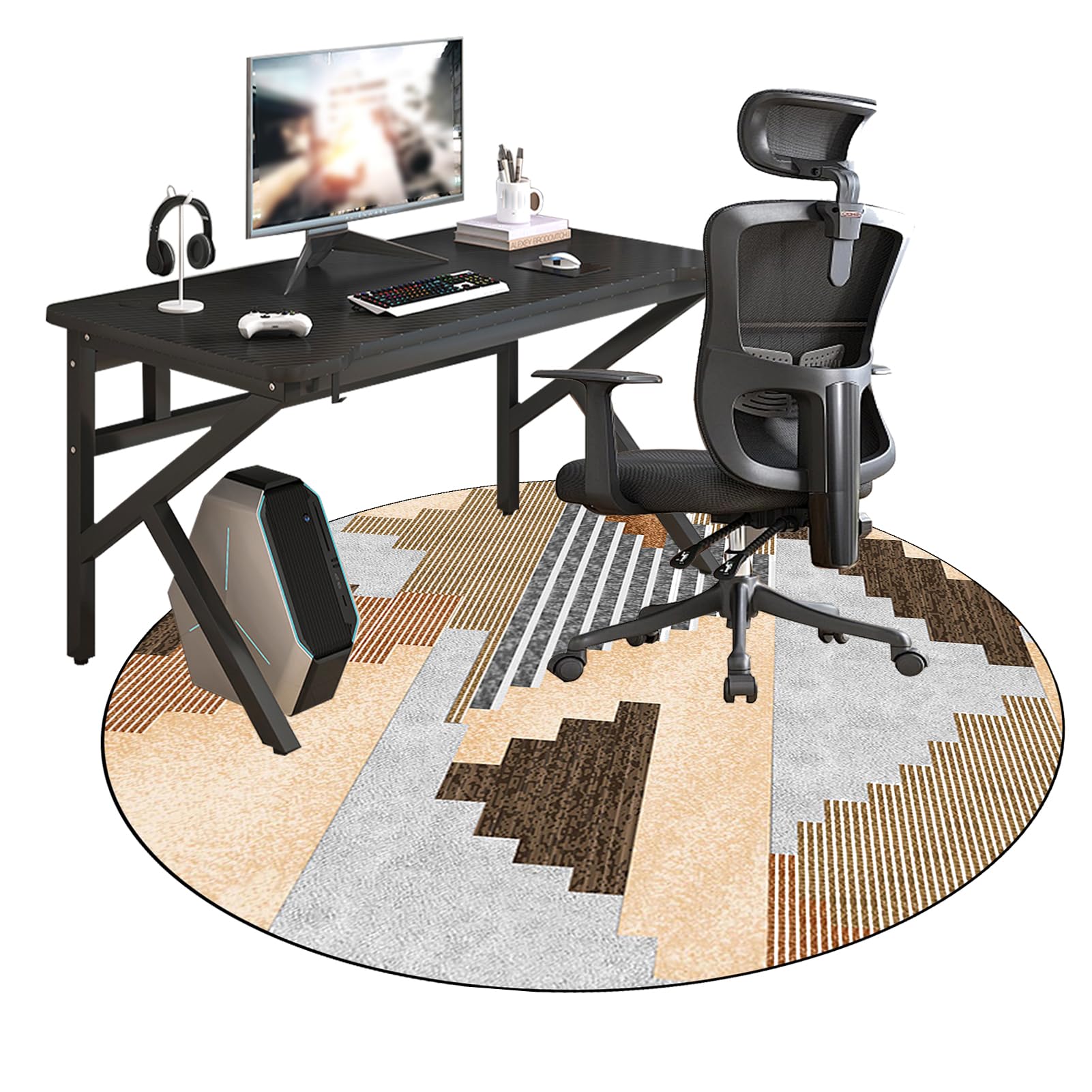 130 cm Redondo Alfombra Silla Gaming, Alfombra Multiusos para el Hogar, Protector Suelo Silla Ruedas, Alfombra de Protección de Suelo, Alfombra de Suelo para Suelos Duros, Laminado