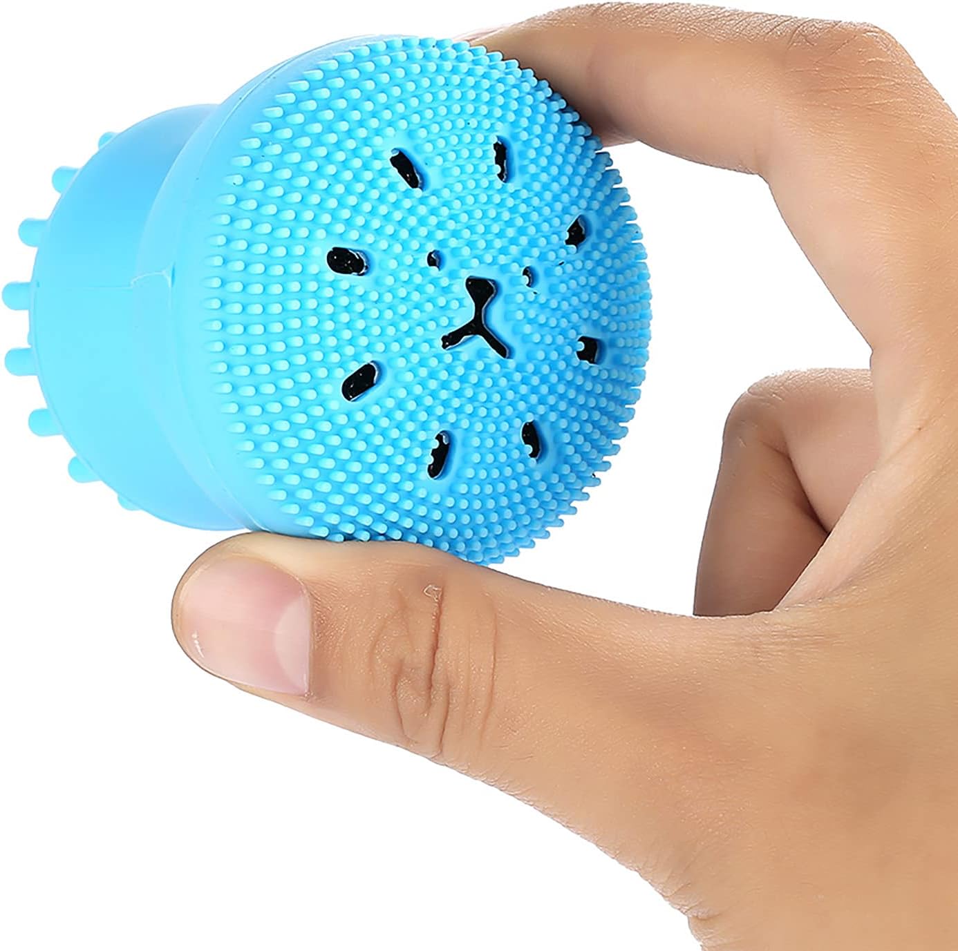 Jiawu Face Cleansing Brush Cute Exfoliating Silicone Tool for Daily Skincare Lightweight Travel Size (Blue)