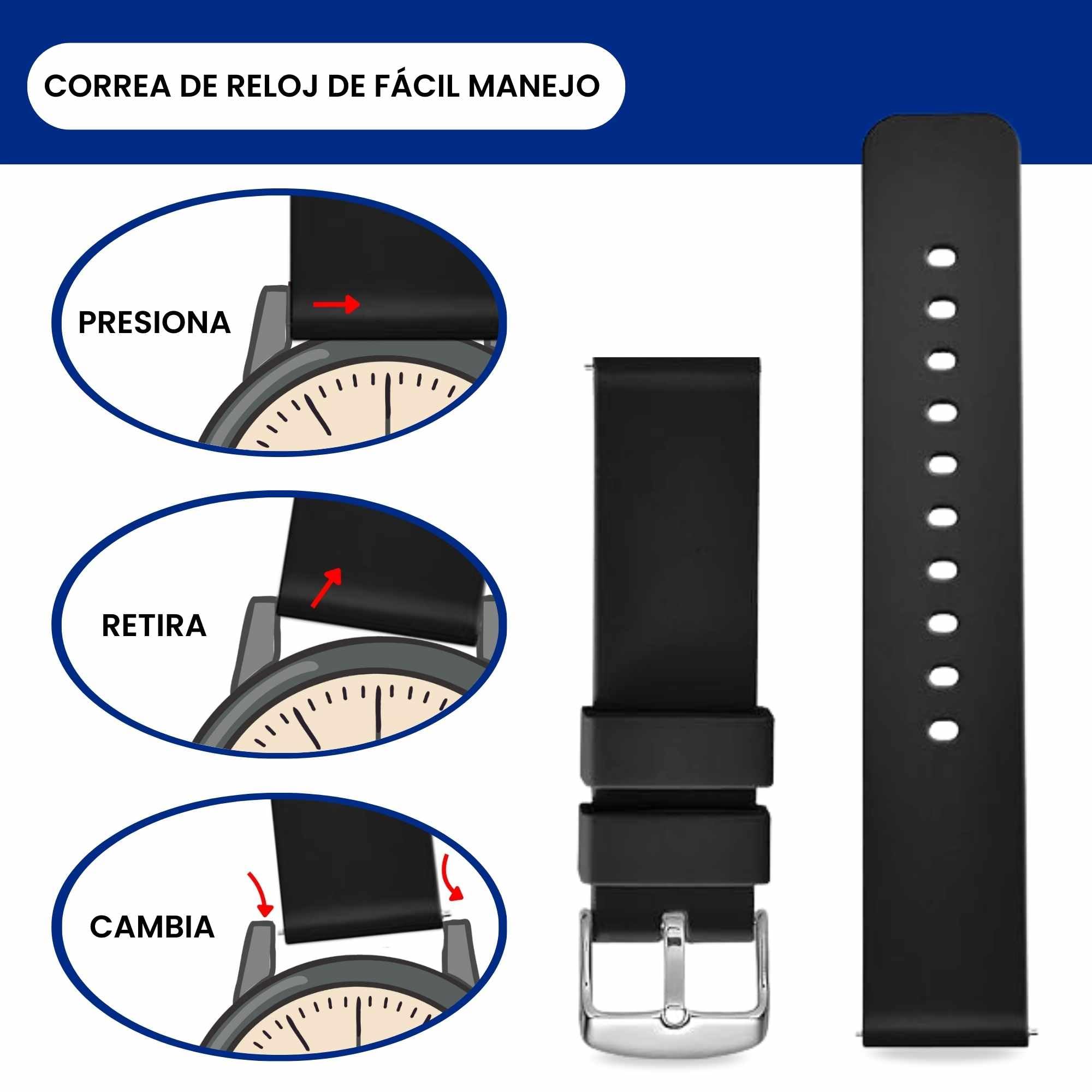 TECHZOCO Correa reloj silicona, Banda de Reloj de Silicona, Correa de Reloj Deportiva, Banda de Reloj Universal, Pulsera de Reloj Silicona, liberación rápida