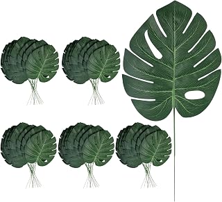 48 Pcs Artificial Monstera Leaves, 16" Faux Tropical Monstera Stems