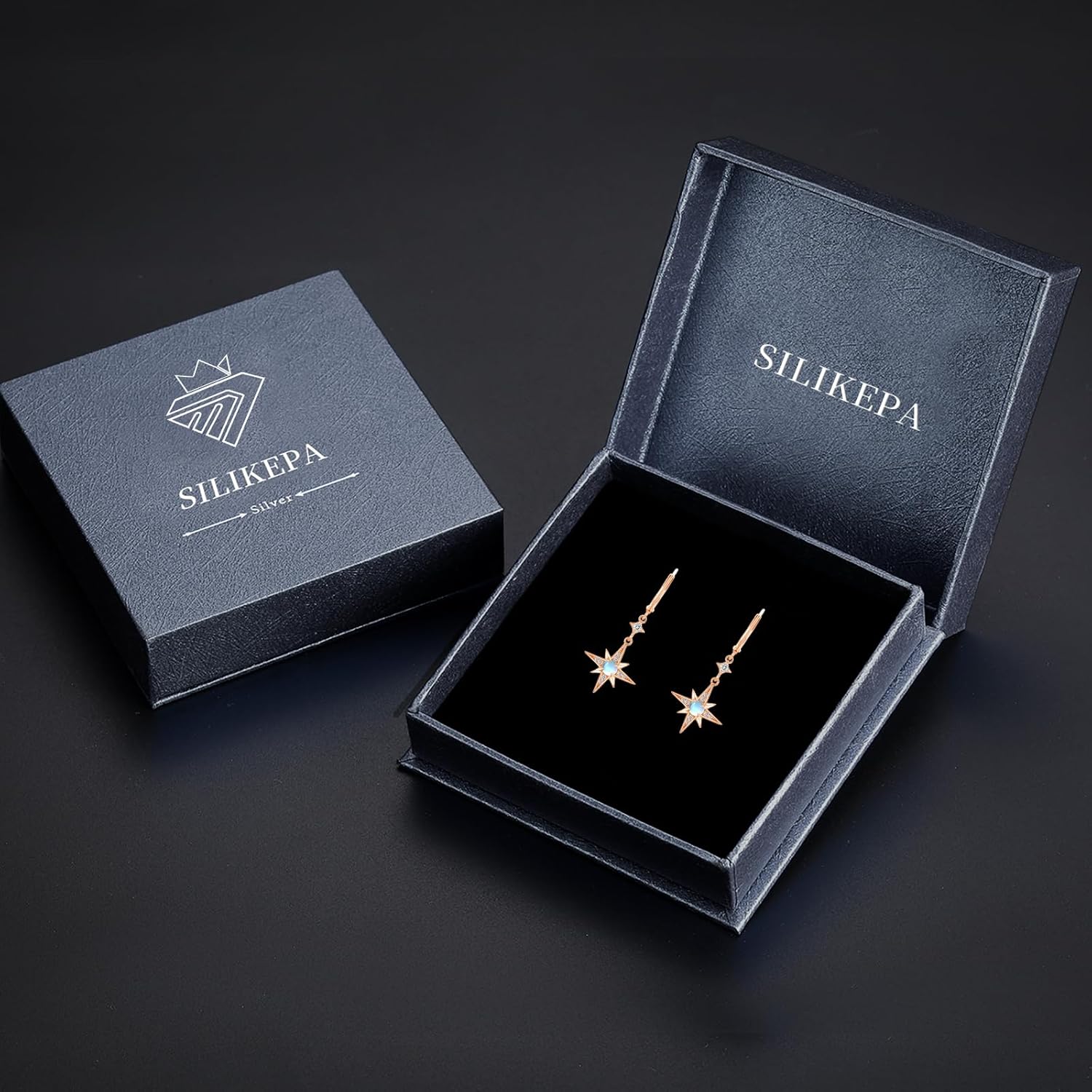 Star Earrings for Women 925 Sterling Silver Star Dangling Drop Earrings with Moonstone/Zircon Jewelry Gifts for Women - Image 7