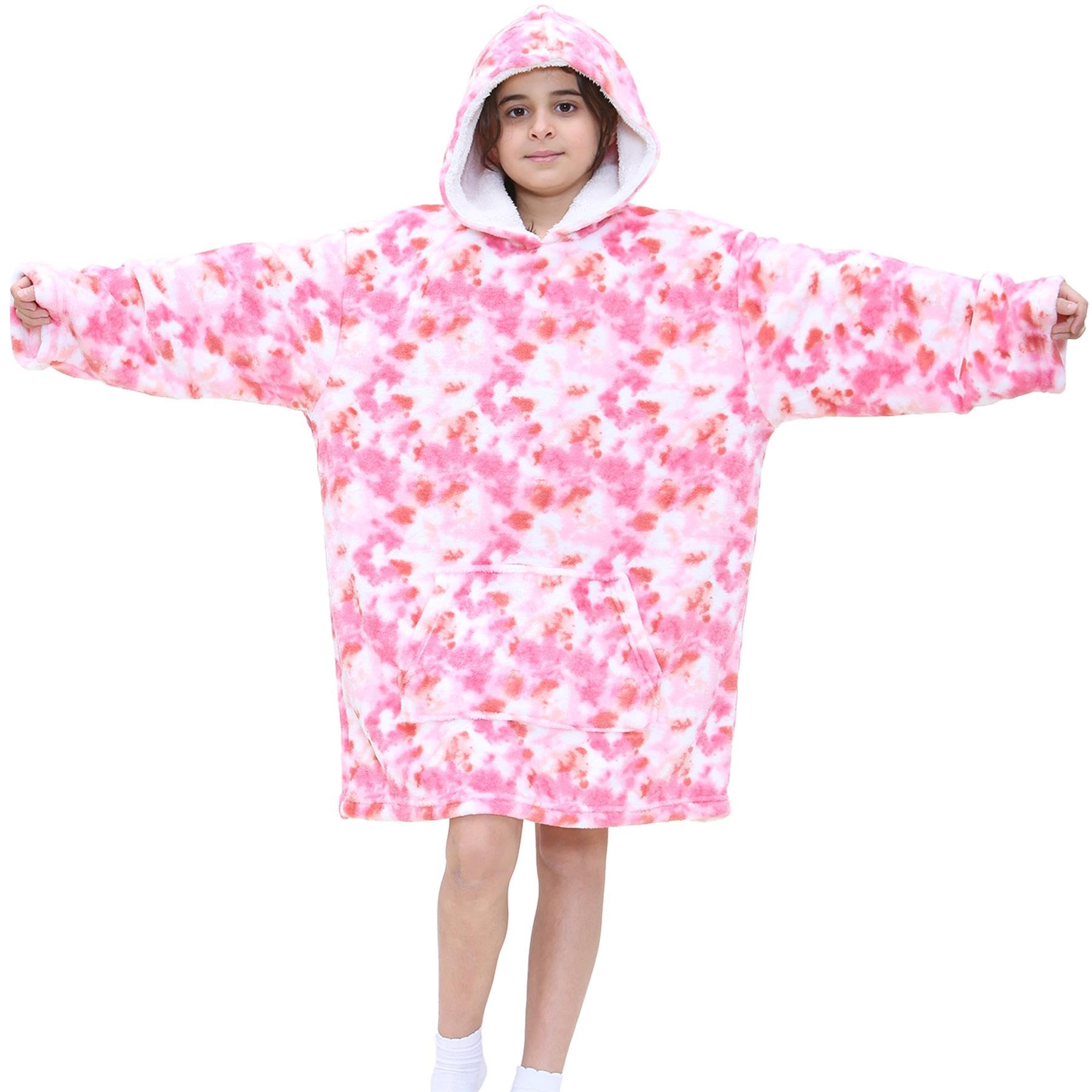 A2z 4 Kids Boys Pink Tie Dye Oversized Hoodie Snuggle Blanket - Snuggle 956 T.d Pink Kids