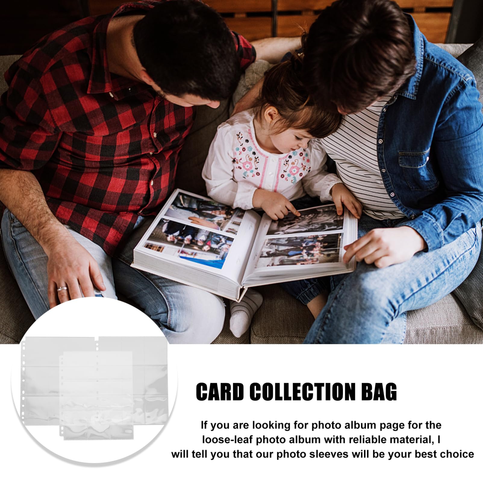 Abaodam 50 Pagine Porta Carte in Pvc, 9 Tasche per Foglio, Trasparenti, per Carte Collezionabili e Foto, Protezione per Raccoglitori