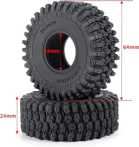 Miniatura 5 de RCHUBAM - 4 neumáticos de goma de 1.0 pulgadas para 118 TRX4M Axial 124 SCX24 Deadbolt Bronco RC Crawler Car