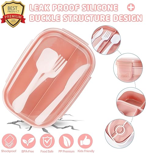 Miniatura 9 de Lonchera Bento para niños, lonchera Bento para adultos, a prueba de fugas, para niños, adolescentes, escuela, contenedores duraderos con bolsa de