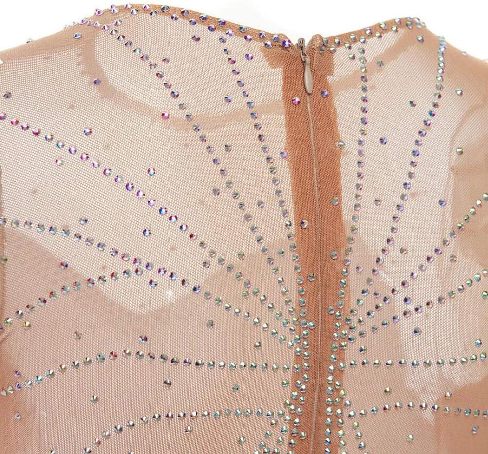 Long Sleeve Ice Skating Suit Handmade Figure Skating Performance Dress Girls Crystal Skating Dance Outfit