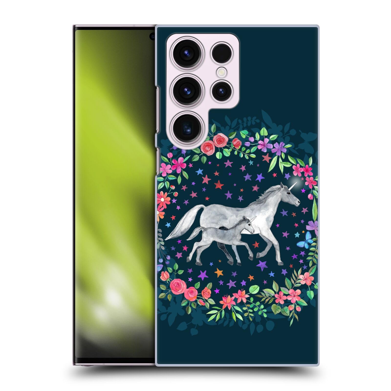 Head Case Designs Officially Licensed Micklyn Le Feuvre Unicorn Mama and Baby Wildlife Hard Back Case Compatible with Samsung Galaxy S23 Ultra 5G