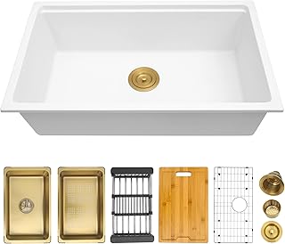 YAQUN White Undermount Kitchen Sink 30 Inch, ...,