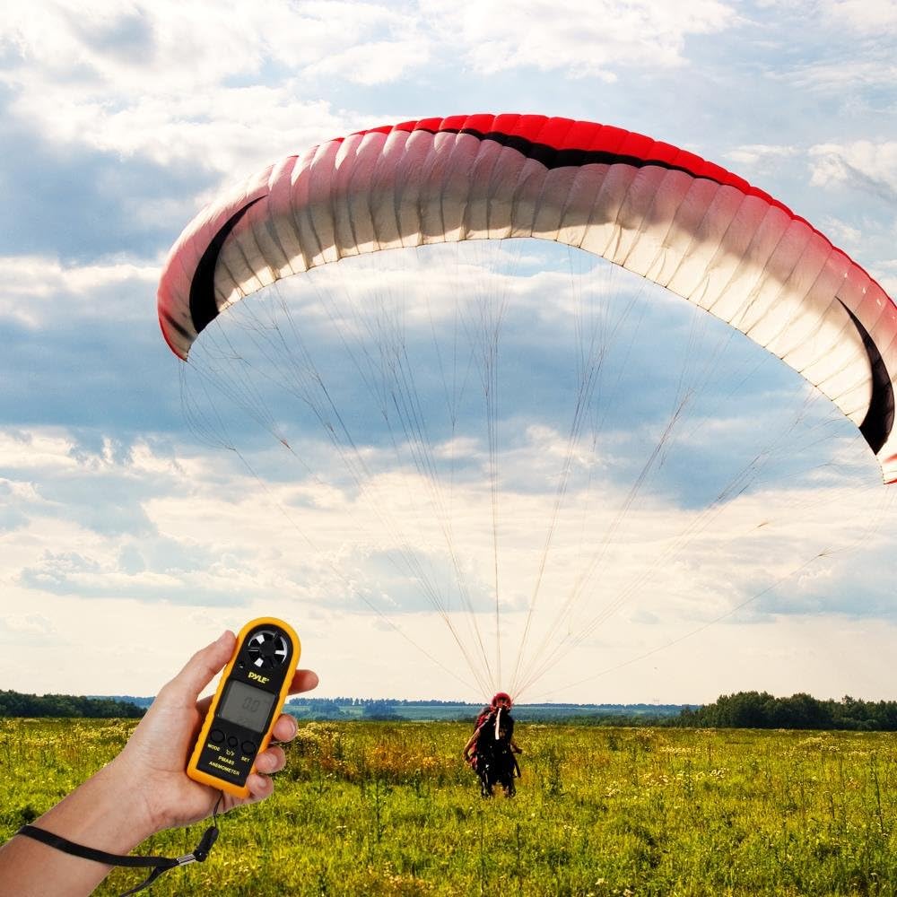 Pyle Digital Anemometer Handheld Thermometer - Portable Handheld Meter, Wind Speed, Wind Chill, Air Temperature, Air Velocity Gauge, Wind Weather Meter with Backlight, Battery Included - PMA85