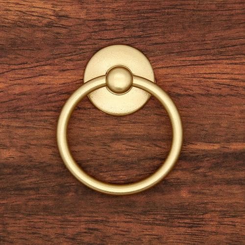 Miniatura 4 de LXZ 6 tiradores de anillo de caída para gabinete, manijas de anillo de cajón, diámetro del anillo de 1-1116 pulgadas (1.7 in) (dorado)
