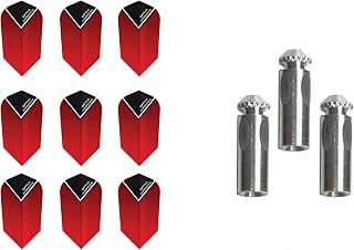 Optix 3 Sets of Harrows Slim Dart Flights Plus 1 Set of Aluminum Dart Flight Protectors (Red)