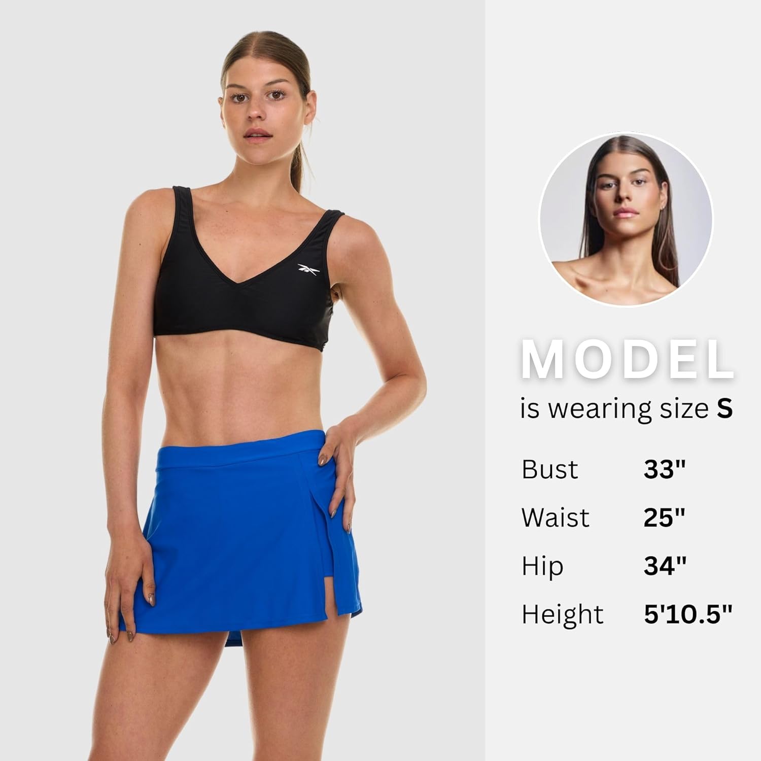 Reebok Womens Swim Skirt with Shorts Liner, Swim Skorts for Women Swimwear, Sporty Athletic Bathing Suit Skirt Bottoms - Image 4