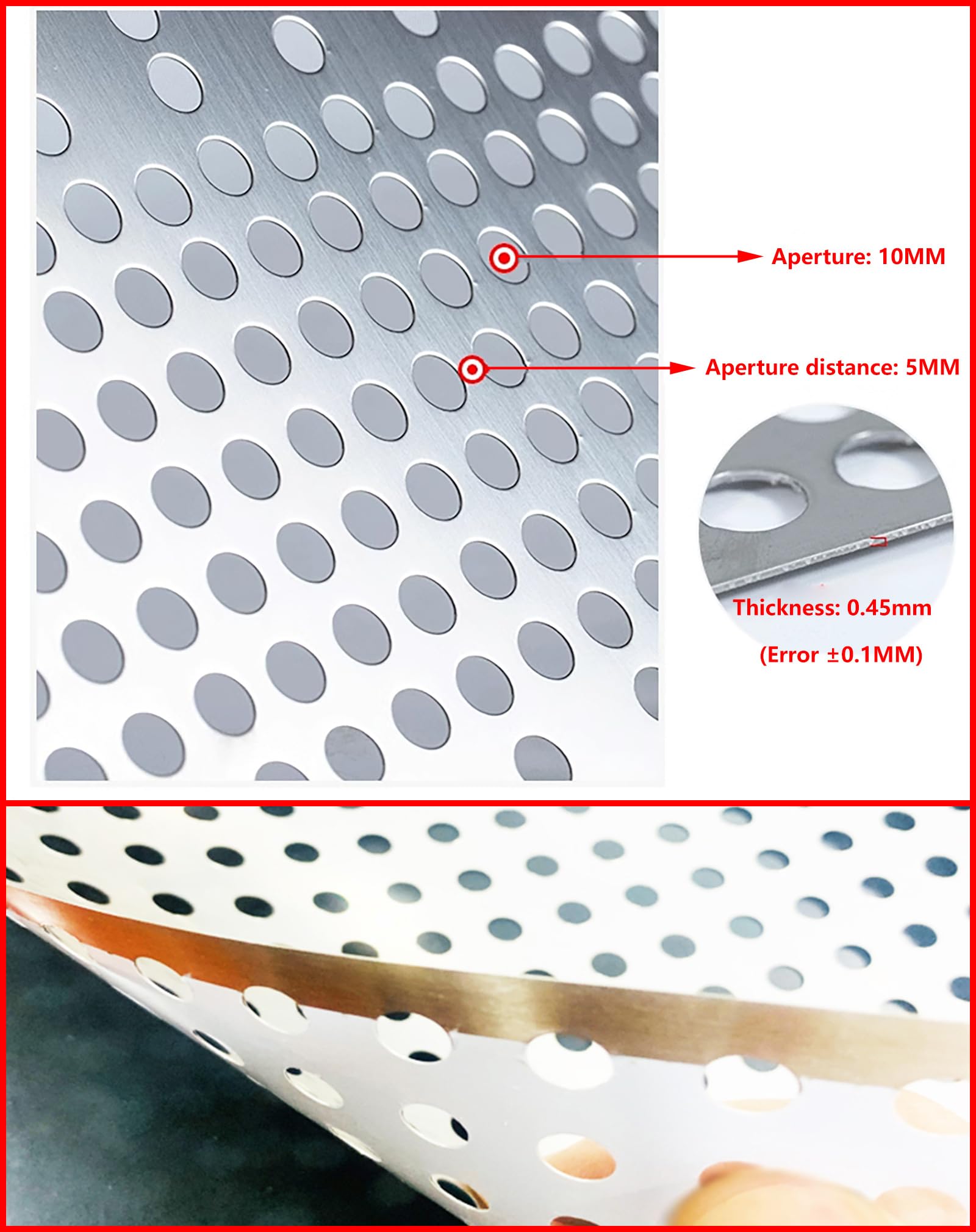 Perforiertes Blech aus 304 SUS – dekoratives Netz mit 8 mm Loch(100cm x 100cm)