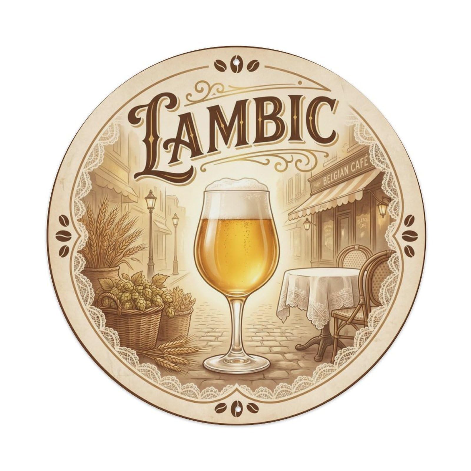 Lambic Sour Beer Wild Ferment Cellar Brew Craft Fruit Metal Tin Sign