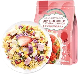 SIJIYUNLI-Chia Seed Yogurt Oatmeal Crunch 400g/14.1oz Nutritional breakfast, low sugar, Congee，Dietary Fiber