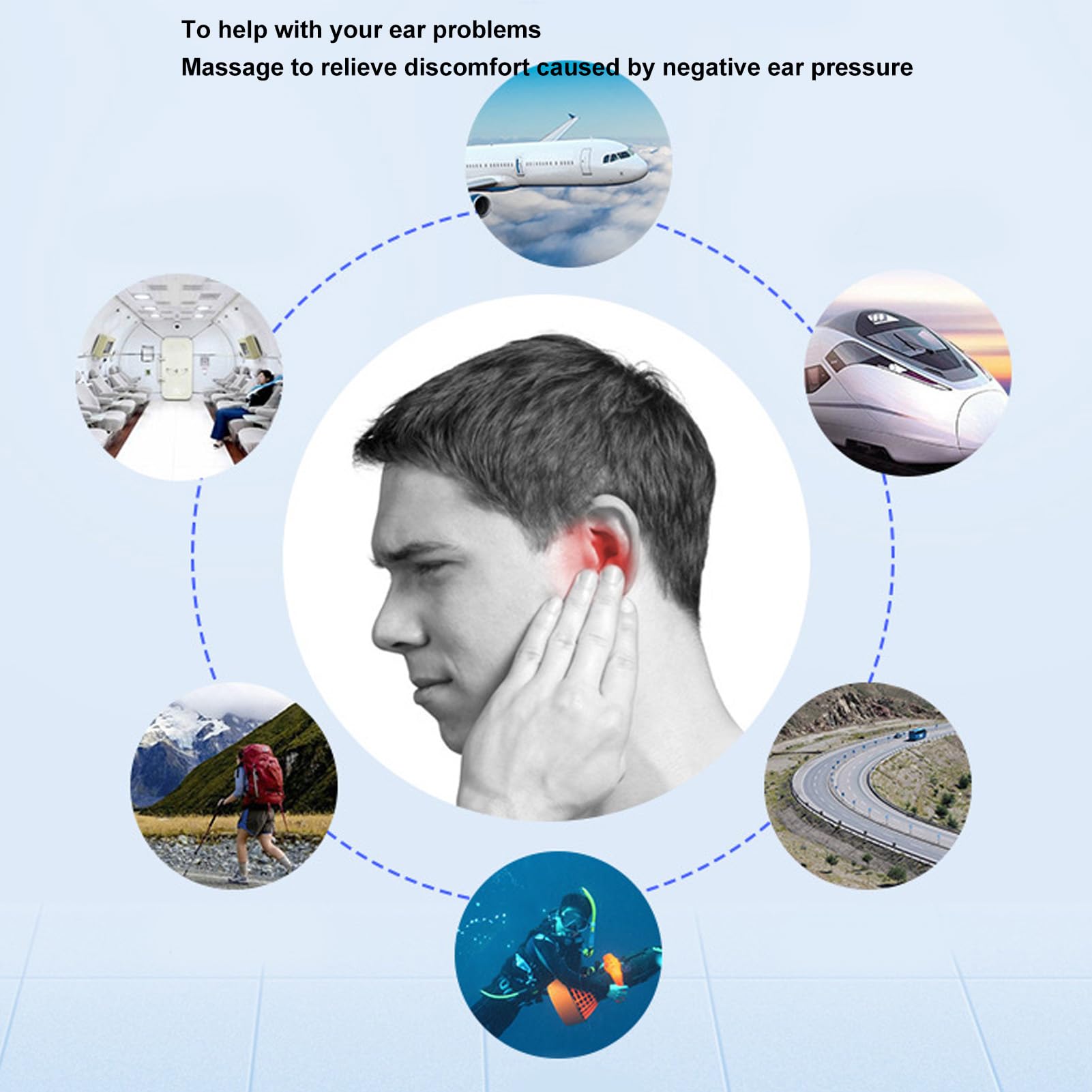 Tinnitus-Entlastungsmassagegerät, Beseitigt Ohrenbeschwerden, Mehrere Vibrationen, 6 Druckstufen, Fördert die Gesundheit der Ohren, Tragbare Größe, Lithiumbatterie, Zur Linderung