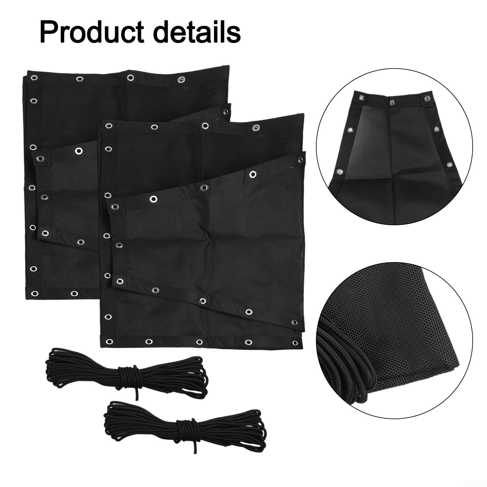 Panno di ricambio nero per sedia a dondolo sospesa, 64 x 197 x 23 cm, tessuto in textilene da esterno, facile da installare, copertura per mobili da giardino (2 pezzi senza tasche)