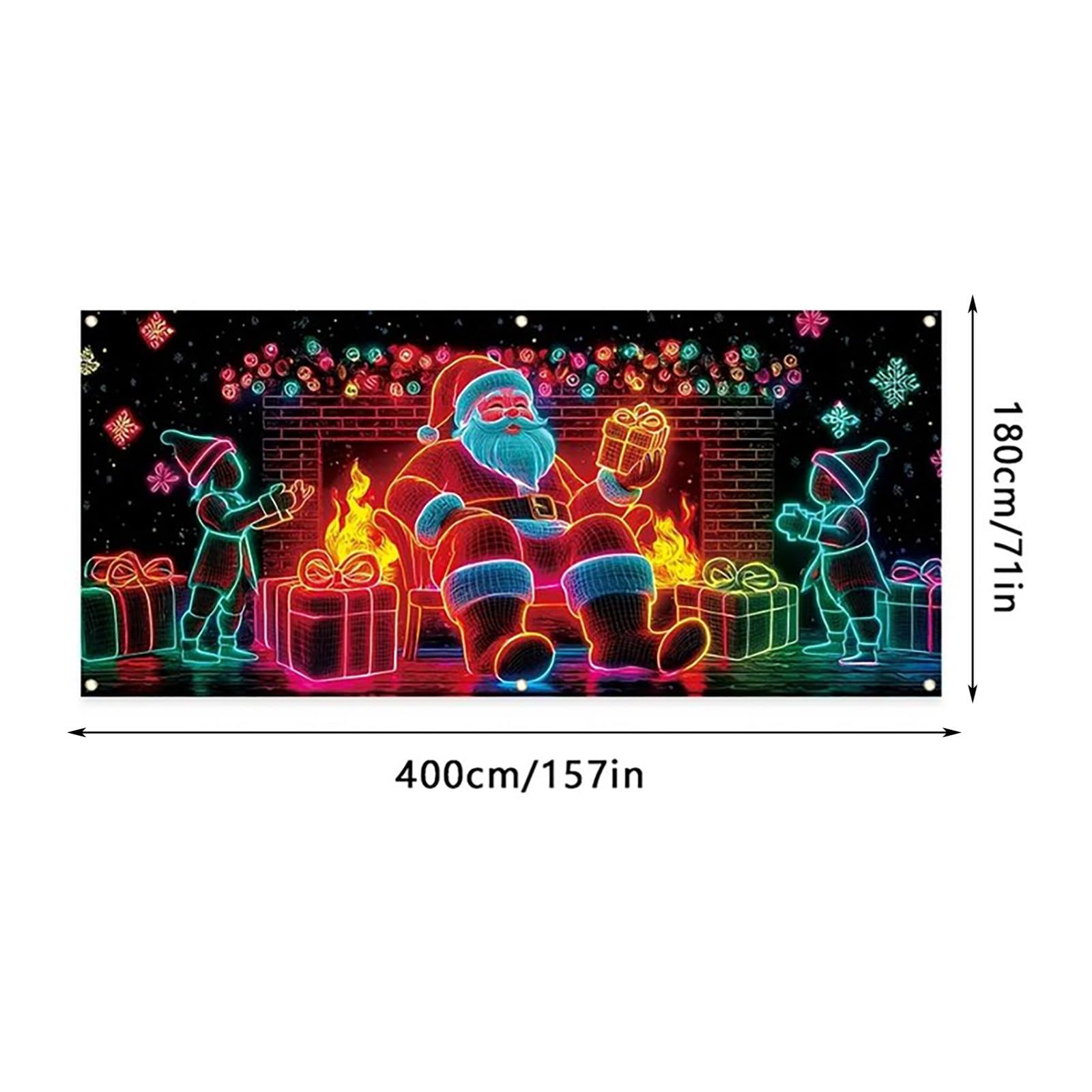 Banner de Papá Noel para garaje, bonito aspecto de Papá Noel, una imagen y alegría para tus vacaciones.