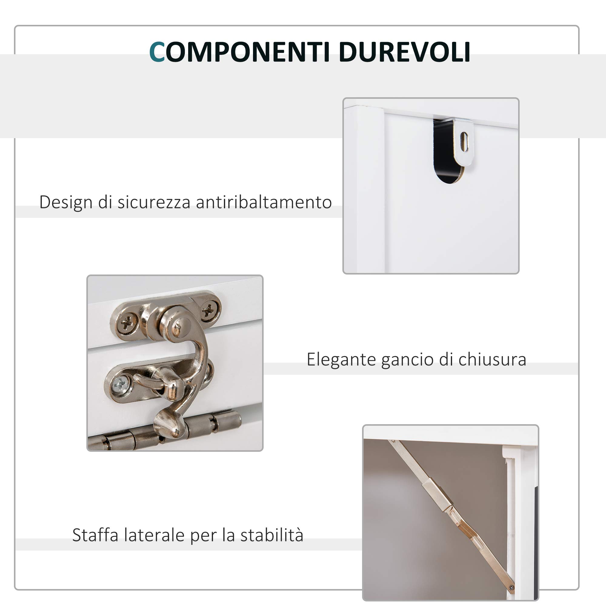Scrivania Pieghevole con Libreria e Lavagna per Camera e Ufficio Bianco - 804DHWT2
