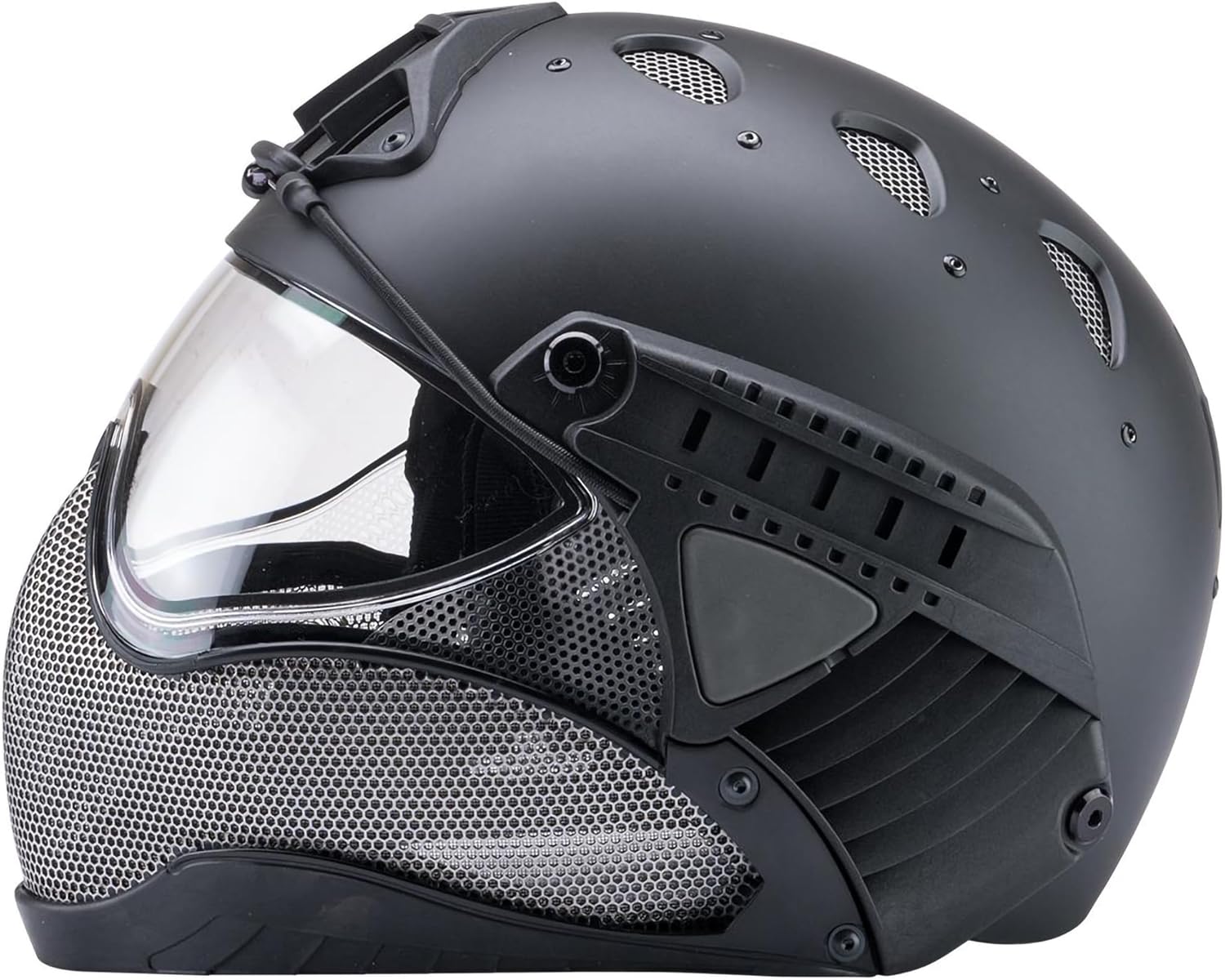 Evike Airsoft - WARQ Full Face Protection HeadPro System (Color: Black/Clear Lens)