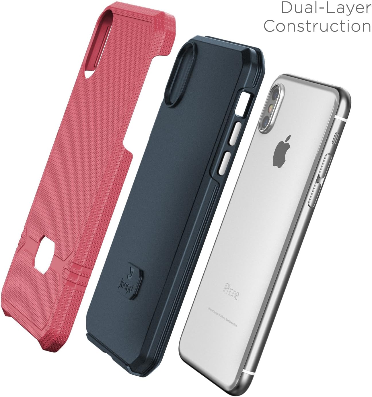 Jaagd iPhone X Case, Slim Shock-Absorbing Modern Slim Non-Slip Grip Cell Phone Cases for Apple iPhone X (Mulberry/Navy)