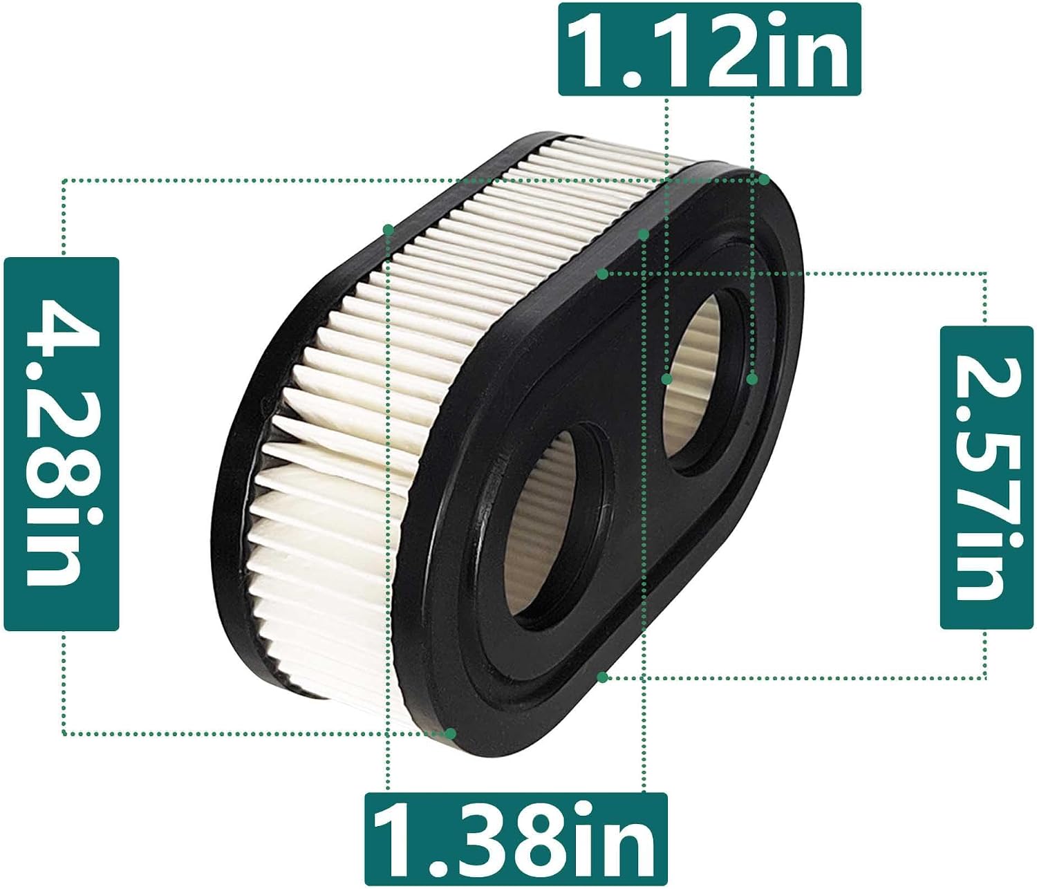 Dimensions of the FJSaDobo air filter, showing measurements in inches