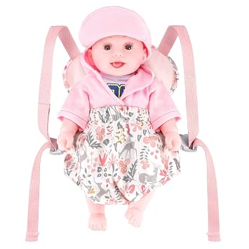 GAGAKU Baby Doll Carrier, Baby Doll Accessories up to 18-inch Dolls, Reborn Baby Dolls Carrier for Little Girls Pink (Reindeer)